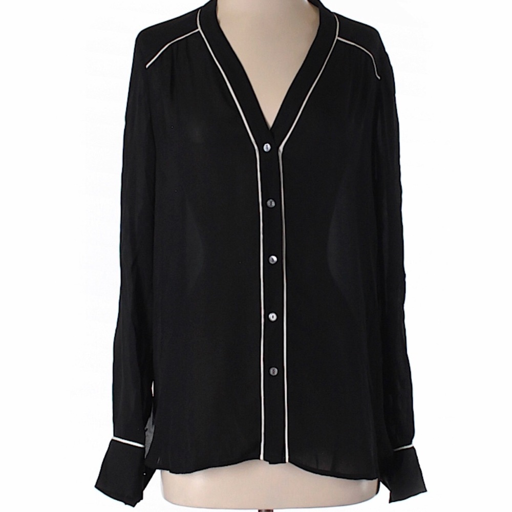 Vince Long-Sleeve Silk Top